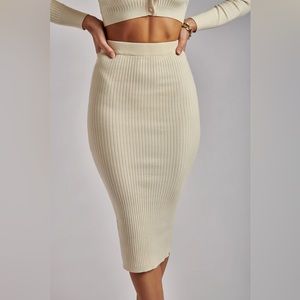 MESHKI Wren Ribbed Midaxi Skirt - Cream